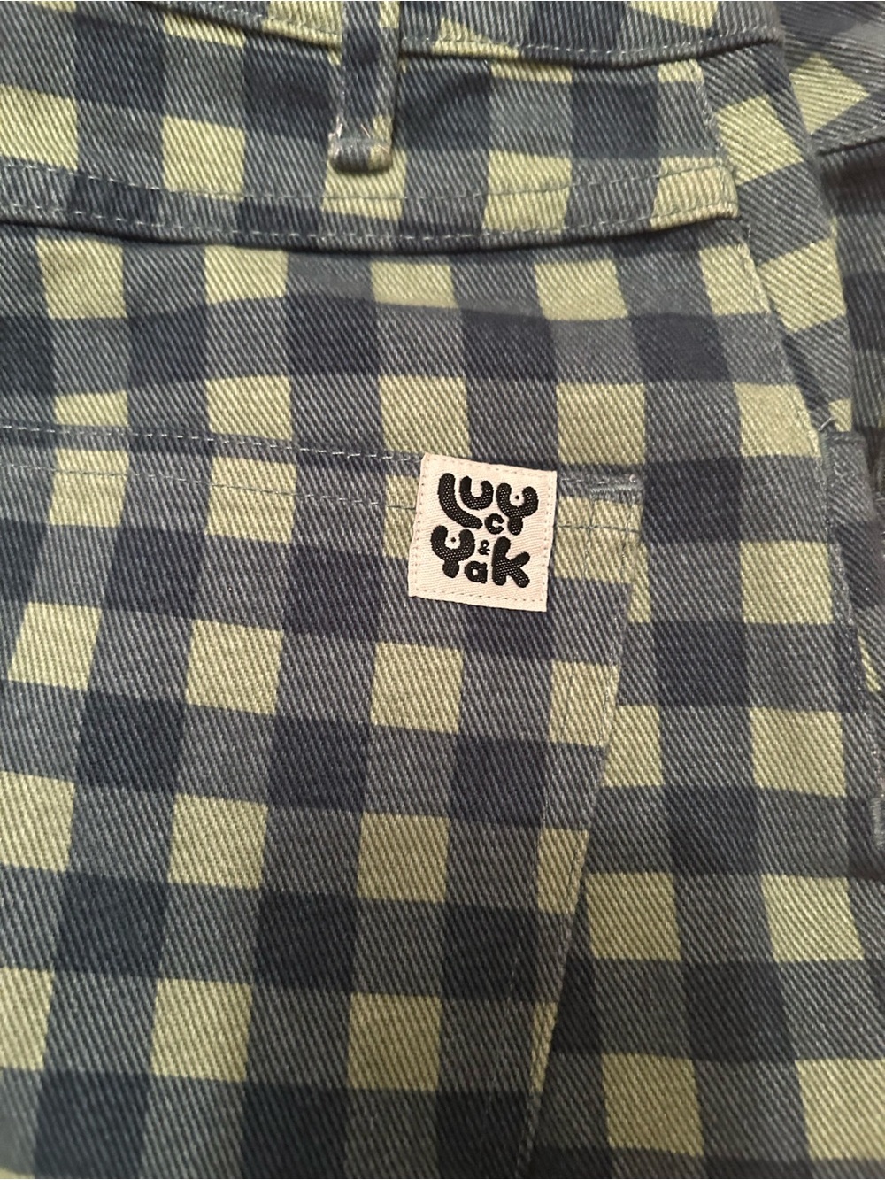 Lucy & Yak Drew Cropped Pant Green & Black Checkered Pants - Picture 4 of 6